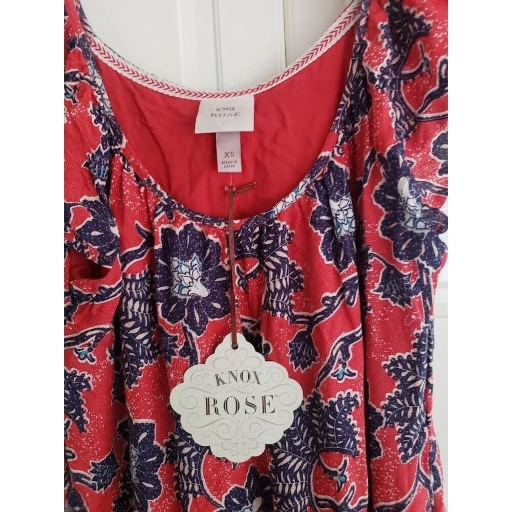 Knox Rose Red Floral Flutter Sleeve Midi Dress -Womens XS - NEW - Picture 5 of 6
